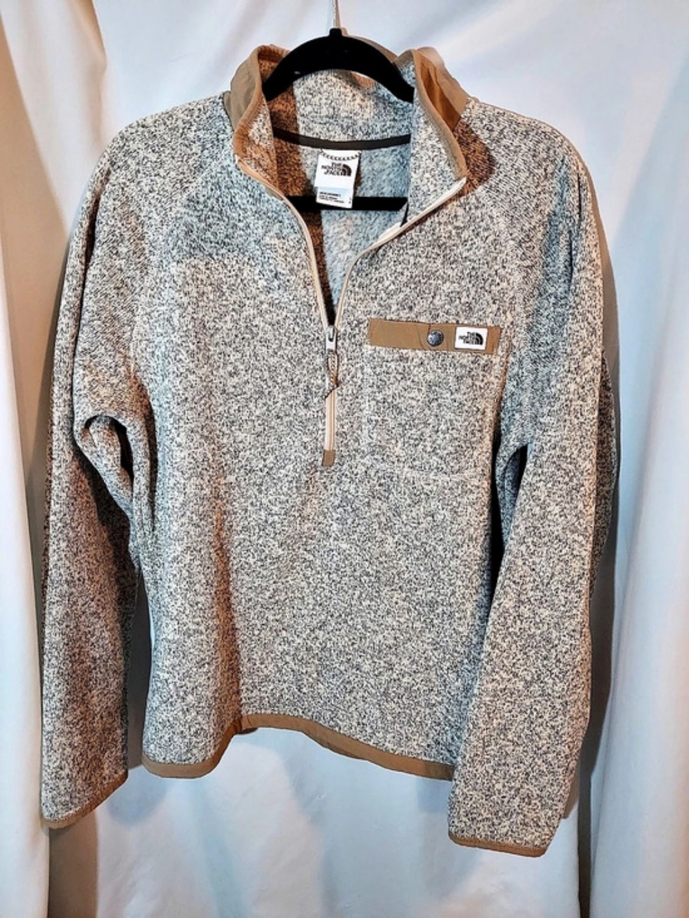 The North Face Gordon Lyons 1/4 Zip Sweater Fleece Pullover Beige Oatmeal Men's